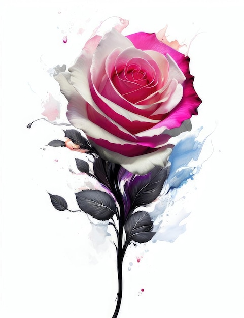 Watercolor drawing multicolored roses closeup Generative AI