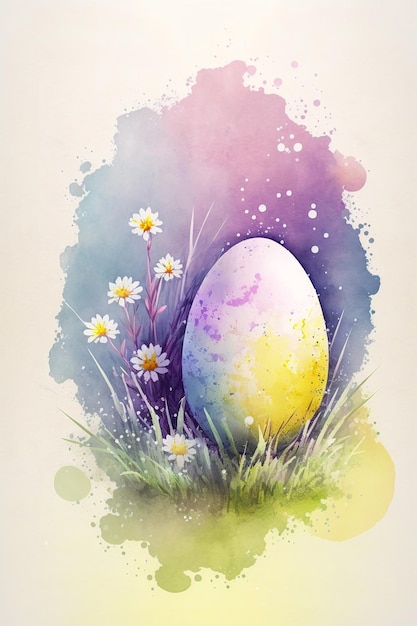 Watercolor easter spring floral background with copy space