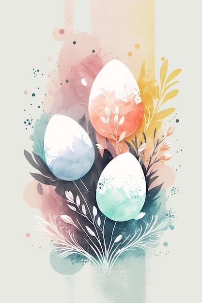 Watercolor easter spring floral background with copy space