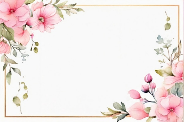 Watercolor elegant floral frame background design