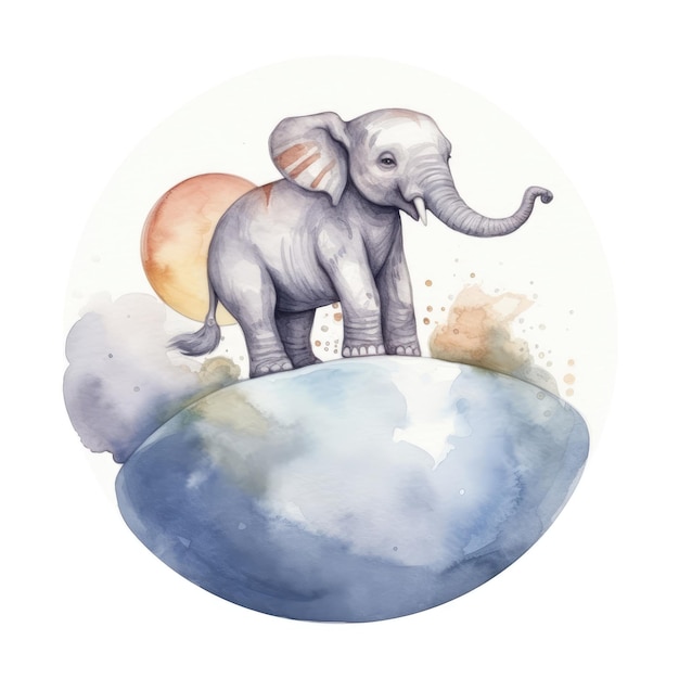 Watercolor elephant in the circus