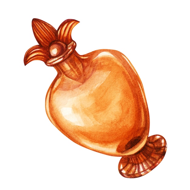 Watercolor empty glass bottle for perfumes and elixirs in fantasy games