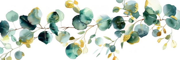 Watercolor Eucalyptus Branches on White Background for Nature Inspired Designs Generative AI