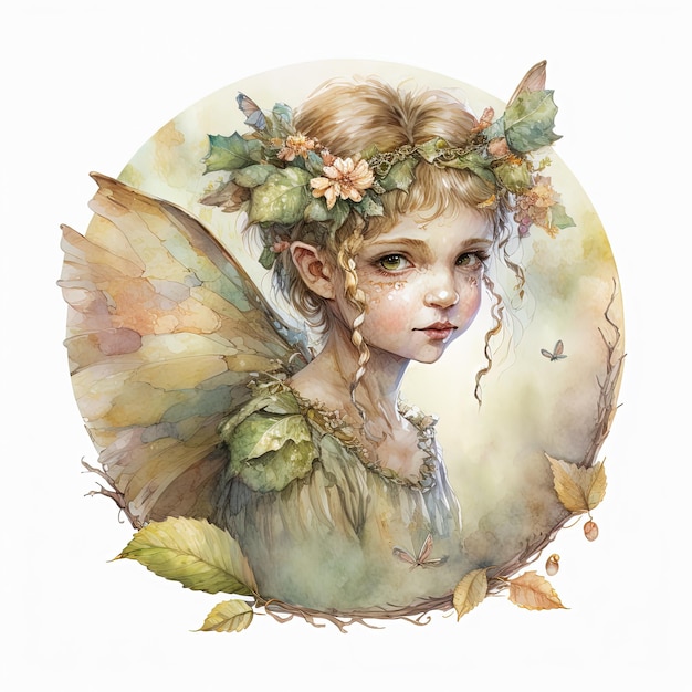 Watercolor fairy illustration isolated on white background