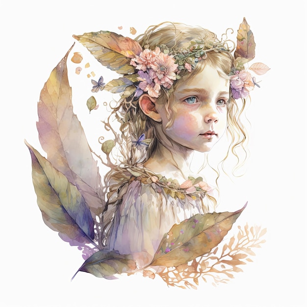 Watercolor fairy illustration isolated on white background