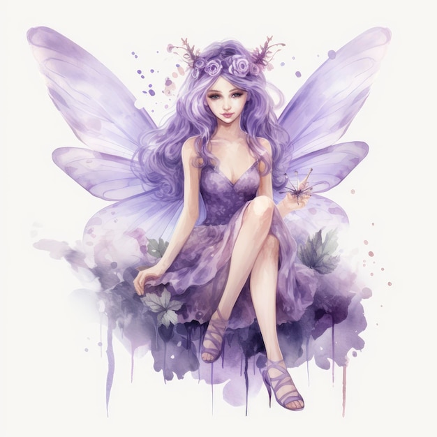 Watercolor Fairy purple haze animated clipart