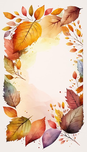 Watercolor Fall Leaves Border Invitation Concept