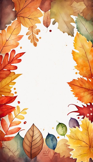 Watercolor Fall Leaves Border Invitation Concept