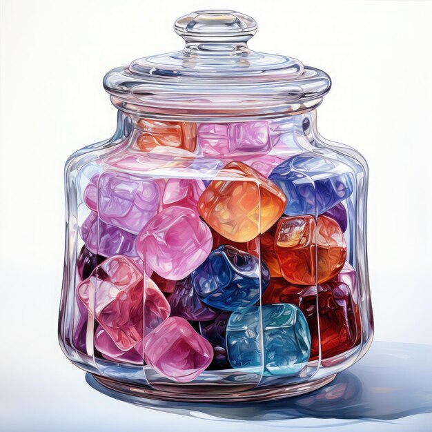 Watercolor Fancy Clear Glass Candy Jar clipart illustration Generative Ai