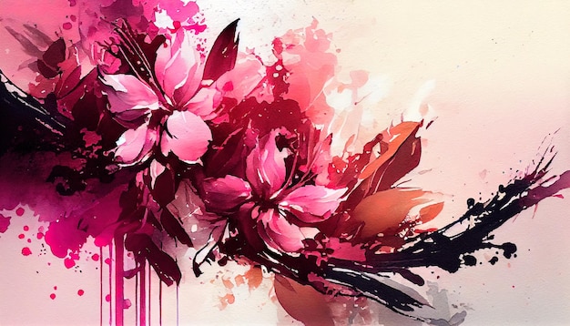 Watercolor festive background with flowers AI generated