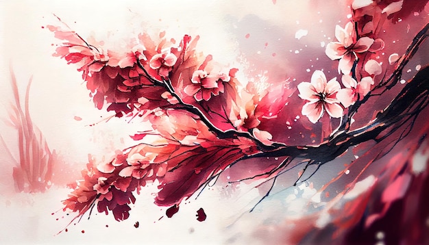 Watercolor festive background with flowers AI generated