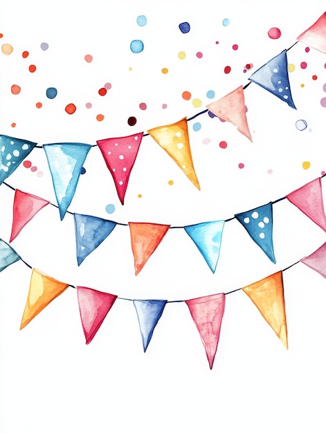 Watercolor Festive Bunting with Confetti