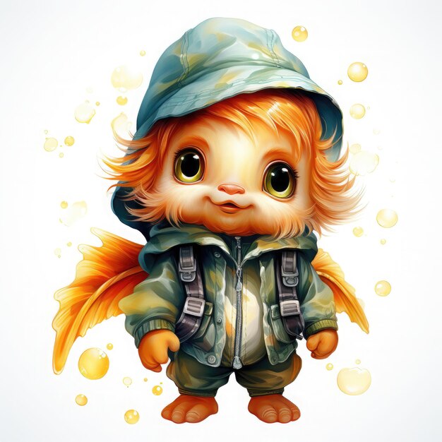 Photo watercolor fishing artwork clipart illustration generative ai