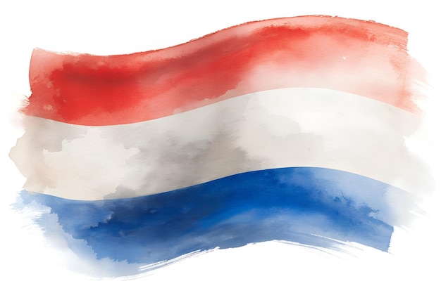 Watercolor flag of Netherlands Dutch flag painted in watercolor