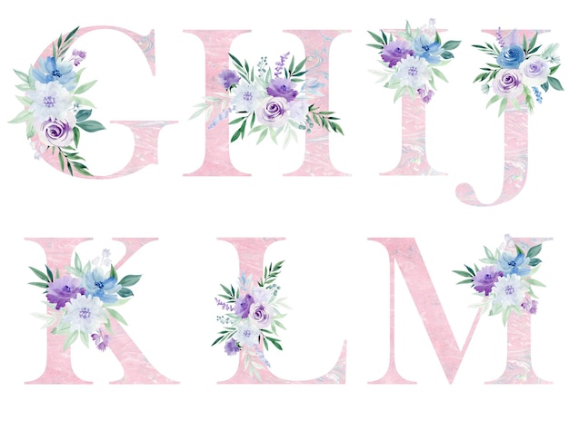 Watercolor floral alphabet