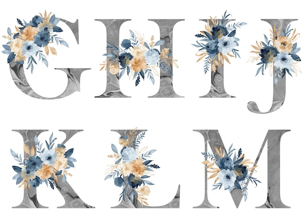 Watercolor floral alphabet