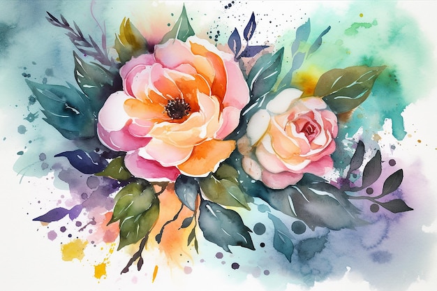 Watercolor floral artwork