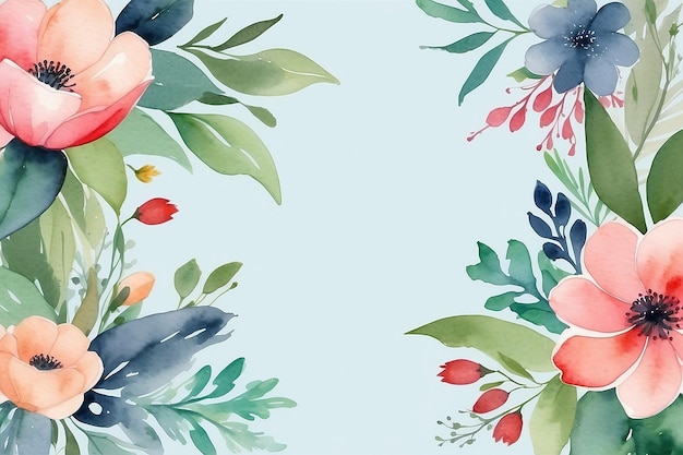 Watercolor floral background with empty space