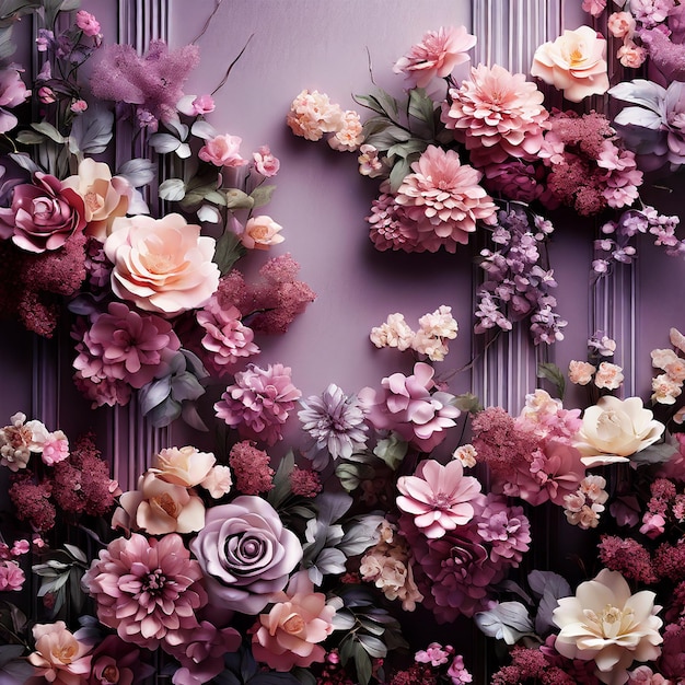 Watercolor floral border Pink flowers and eucalyptus greenery bouquet Dusty roses generative ai