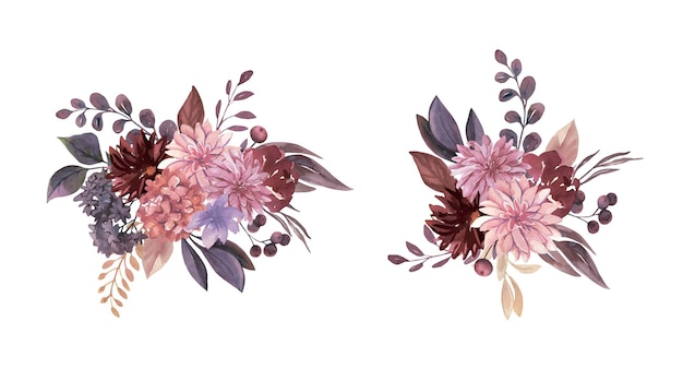 Watercolor Floral Bouquets Set