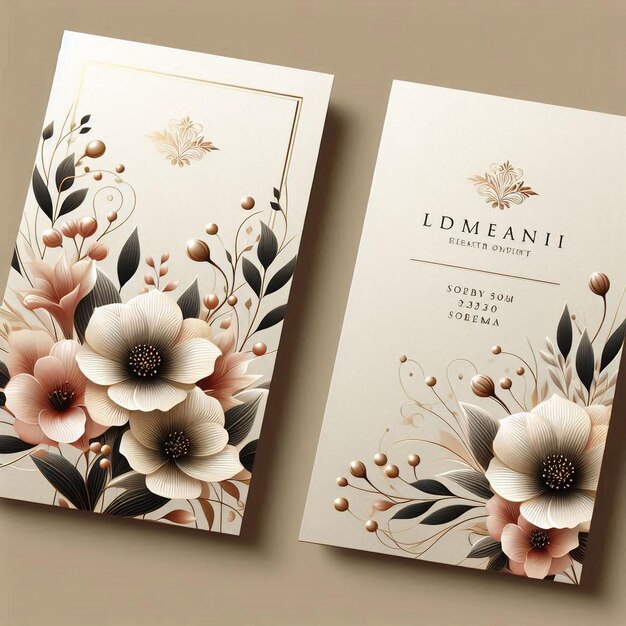 Photo watercolor floral business card illustration