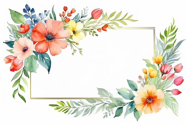 Watercolor floral composition Painted flowers on white background Isolated image