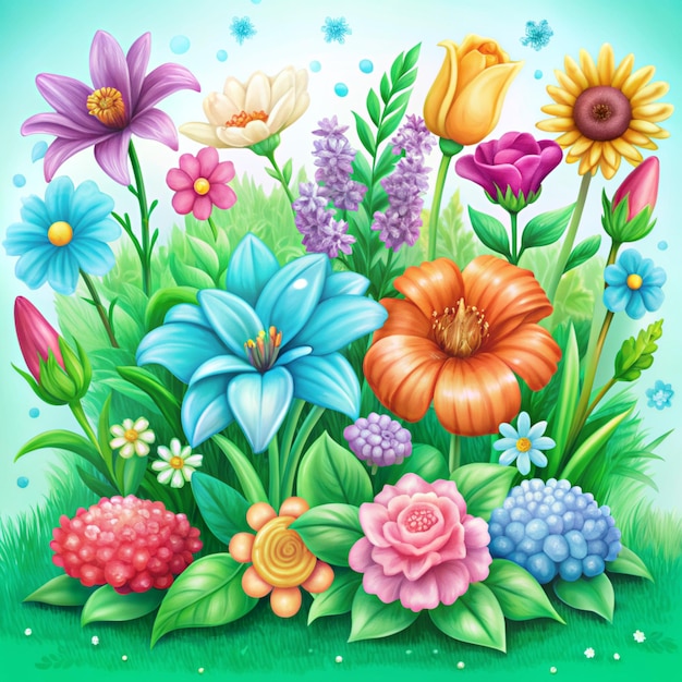 Watercolor floral Cute flower on colorful background