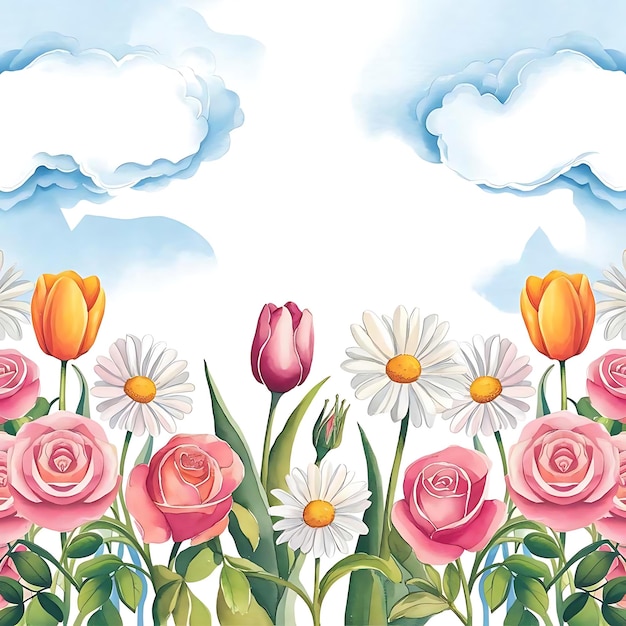 Photo watercolor floral design with flowers