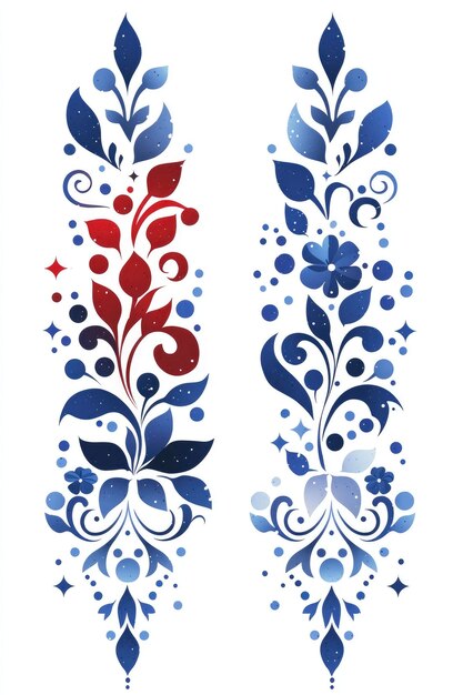 Watercolor Floral Design with Red and Blue Accents