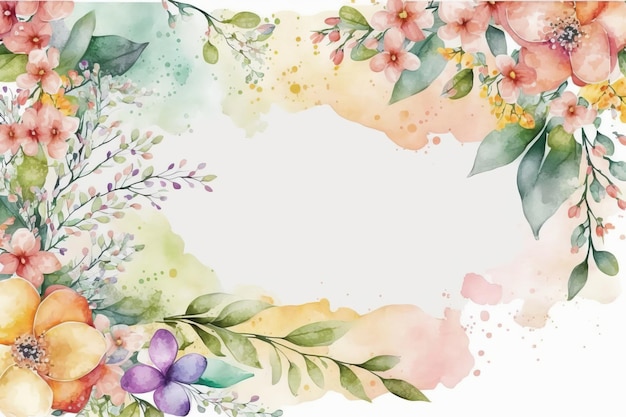 Watercolor floral frame background Illustration AI GenerativexA