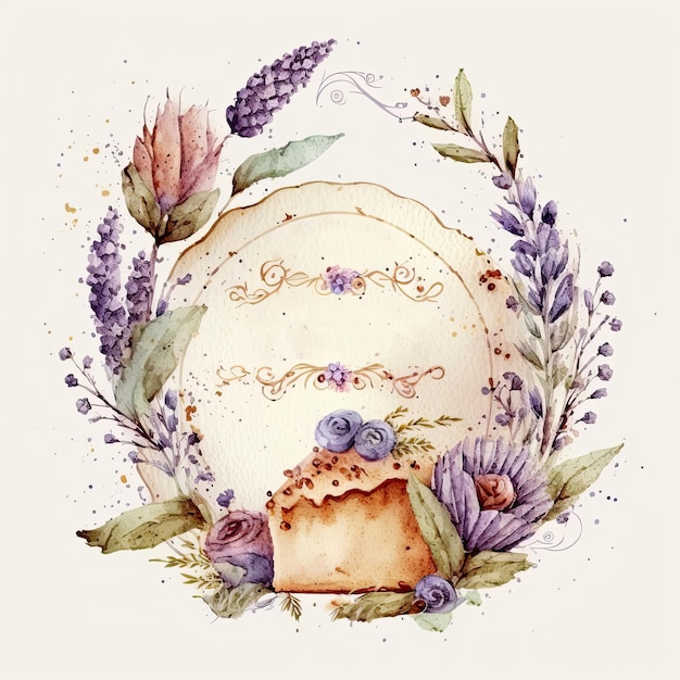 Watercolor Floral Frame Illustration AI GenerativexA