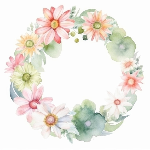 Watercolor floral frame Illustration AI GenerativexA