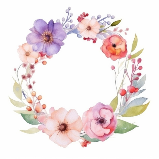 Watercolor floral frame Illustration AI GenerativexA