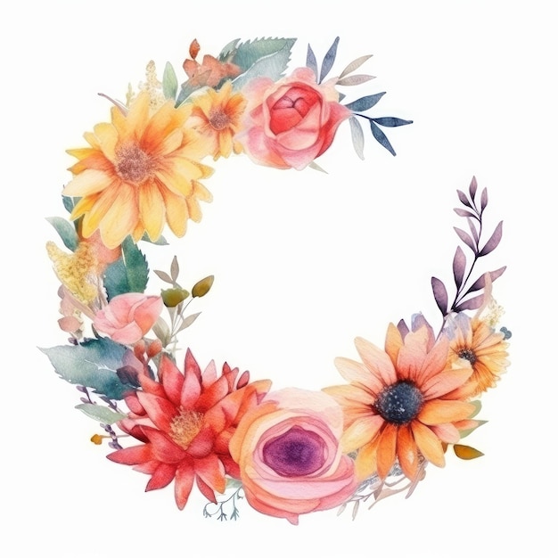 Watercolor floral frame Illustration AI GenerativexA