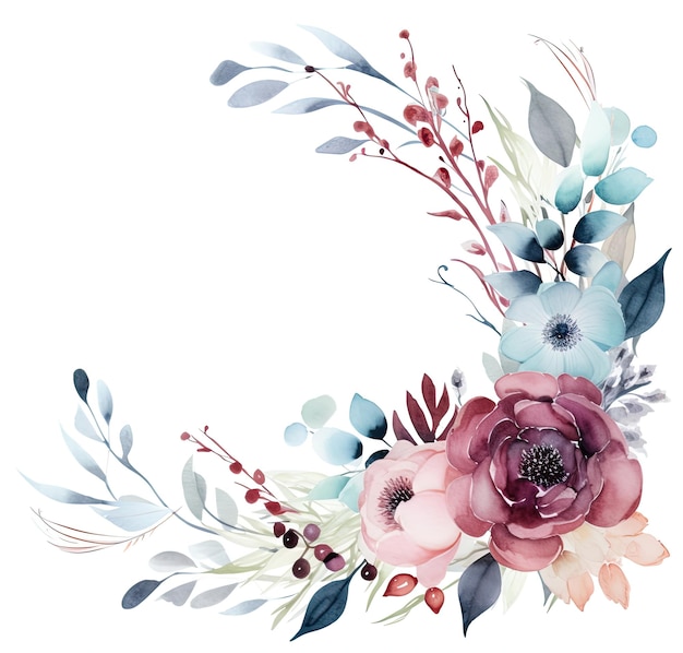 Watercolor floral frame Illustration AI GenerativexA