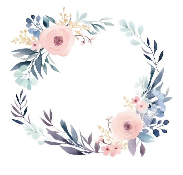 Watercolor floral frame Illustration AI GenerativexA