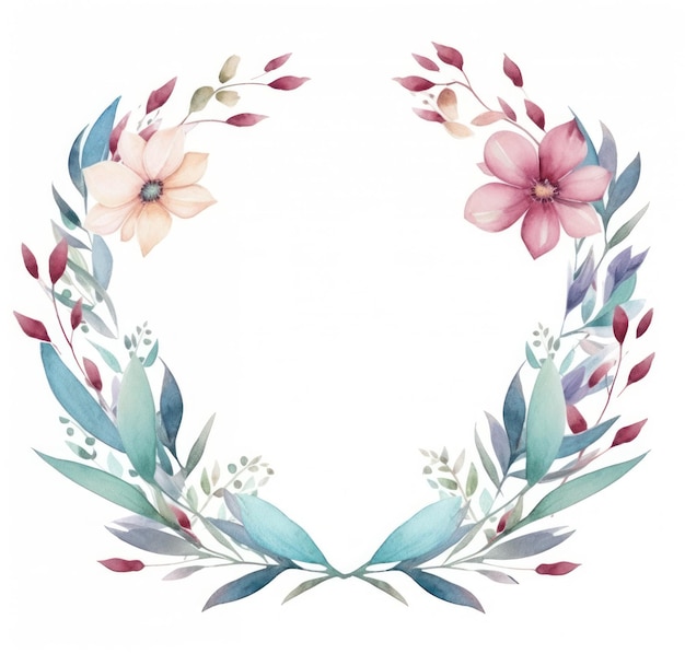 Watercolor floral frame Illustration AI GenerativexA