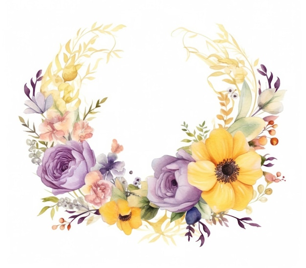 Watercolor floral frame Illustration Generative AIxD