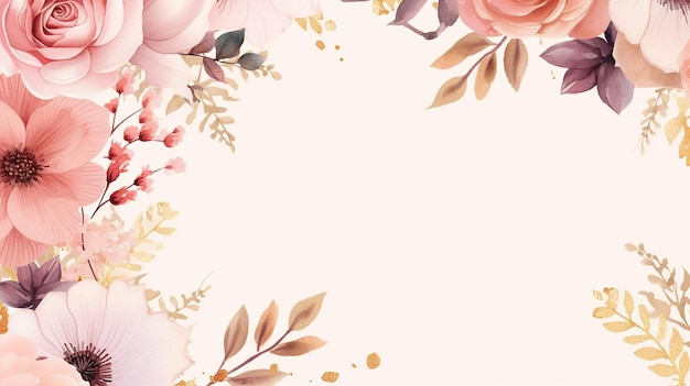 Watercolor floral frame multi purpose background Generative AI