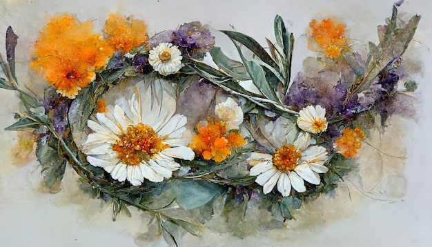 Watercolor floral frame