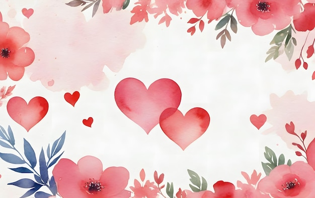 Watercolor Floral Heart Background