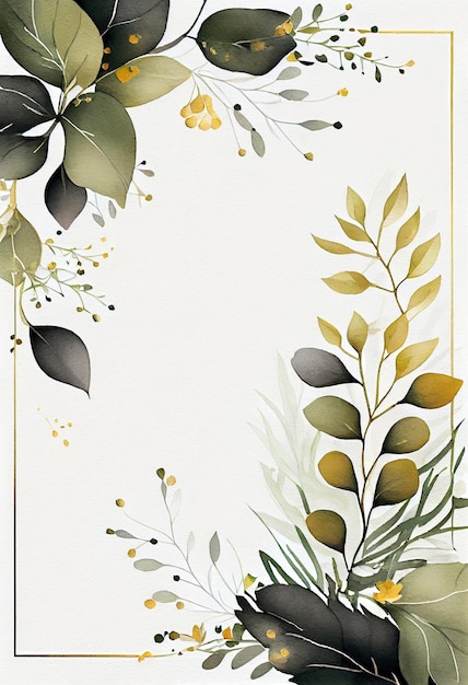 Watercolor floral illustration frame background with empty space Generative AI