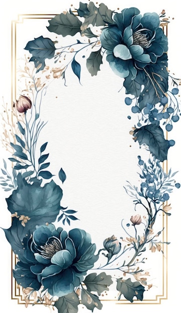 Watercolor floral illustration set bouquets frame border flowers rose peony leaf branches collection Wedding invites wallpapers fashion Eucalyptus olive leaves chamomile Generate Ai