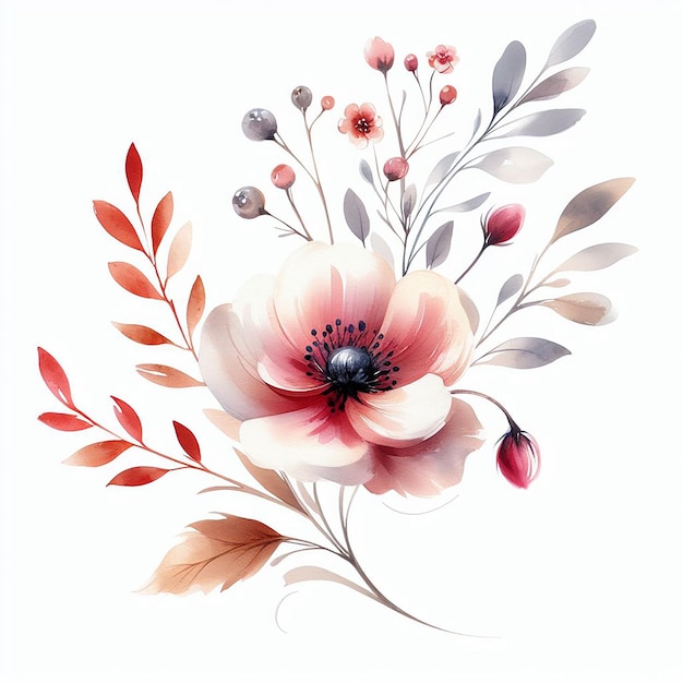 Watercolor floral motif ideal for wedding invitation design