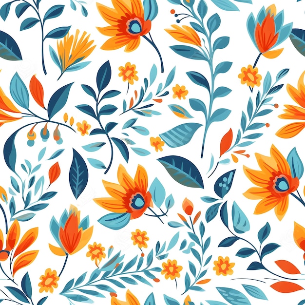 Watercolor floral pattern design seamless summer flowers blooming pattern