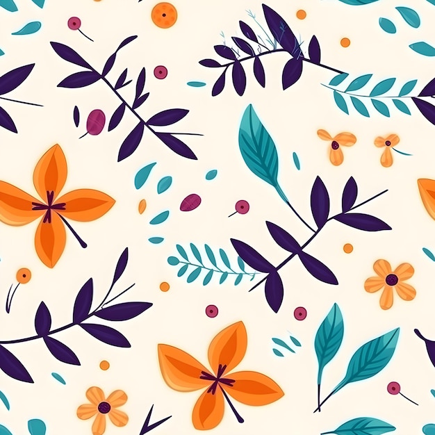 Watercolor floral pattern design seamless summer flowers blooming pattern