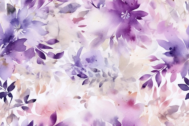 Watercolor Floral Seamless Pattern Ai generative