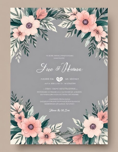 Photo watercolor floral wedding invitation card design