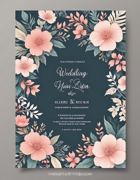 Photo watercolor floral wedding invitation card design