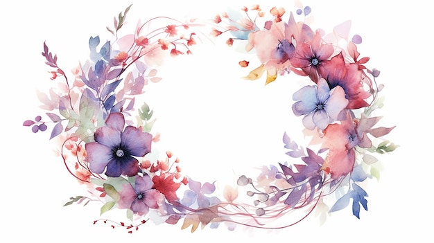 Watercolor floral wreath illustration AI Generative Generative AI